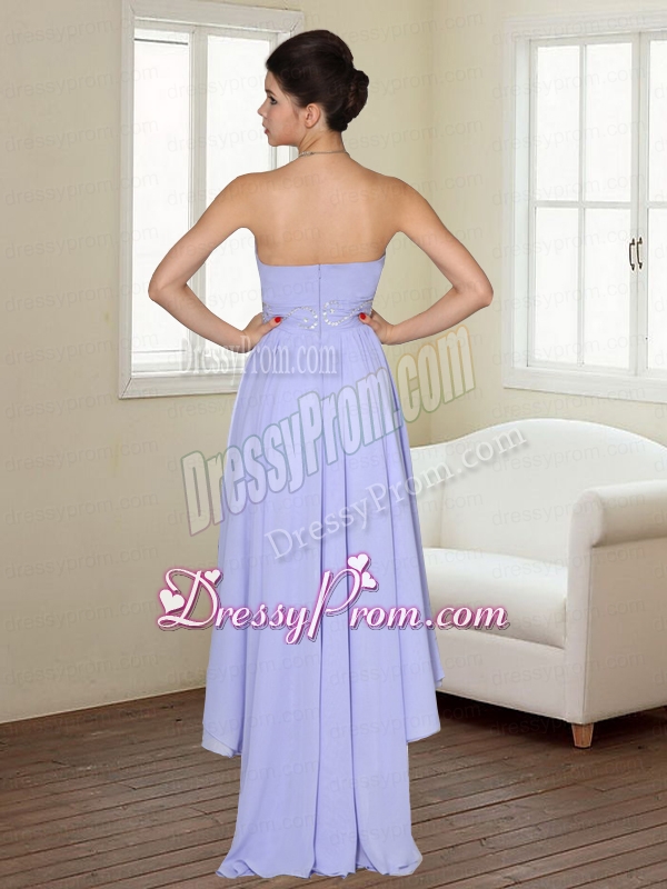 2015 Cheap Empire Strapless Chiffon Beading Prom Dress in Lavender