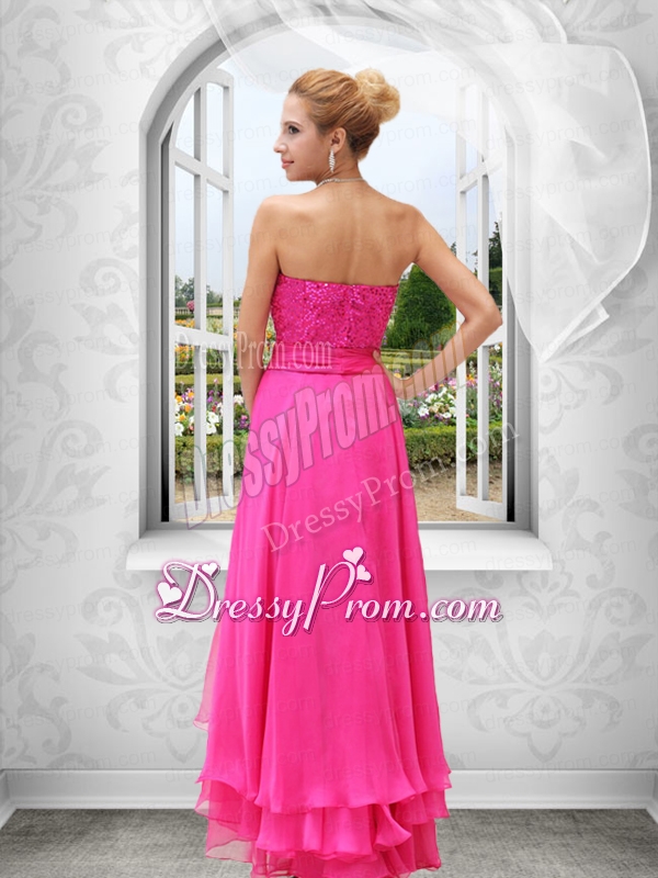 Hot Pink Pretty Sleeveless Sweetheart Column Prom Dress with Beading