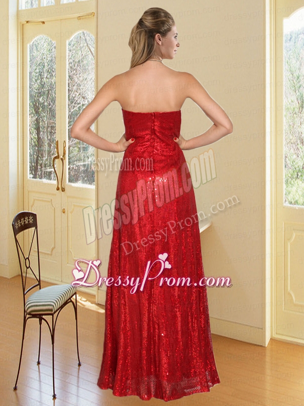 Red Sweetheart Celebrity Dress with Sequins and High Slit