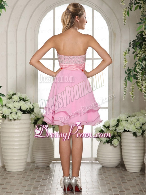 Sweetheart Beaded Baby Pink Pretty Prom Dress with Sashes