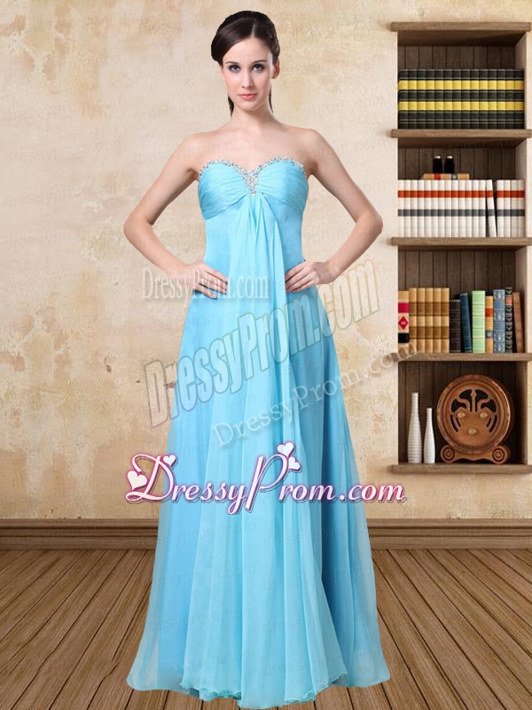 2015 Simple Aqua Blue Sweetheart Prom Dress with Beading