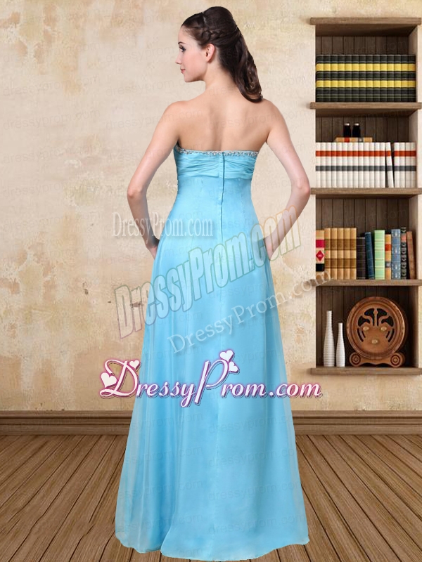 2015 Simple Aqua Blue Sweetheart Prom Dress with Beading