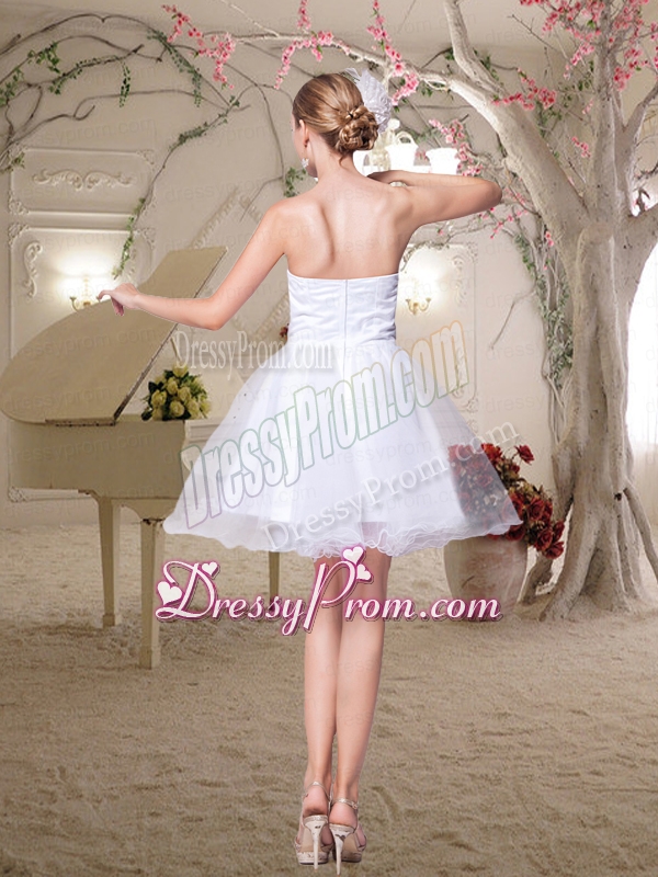 Elegant A Line White Beading Prom Dress with Sweetheart