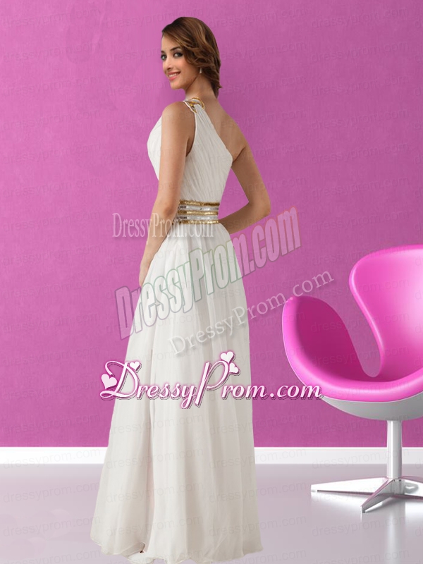 Elegant White One Shoulder Prom Dress with Sparkling Sequins
