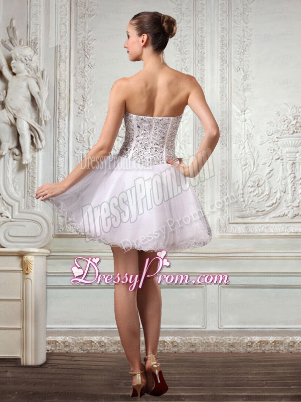 Lovely Short White Sweetheart Prom Dress with Beading