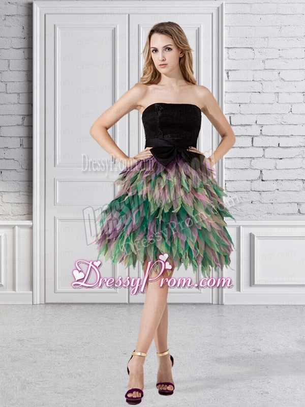 A Line Ruffled Layers Organza Prom Dress with Strapless