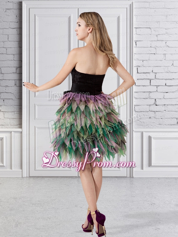 A Line Ruffled Layers Organza Prom Dress with Strapless