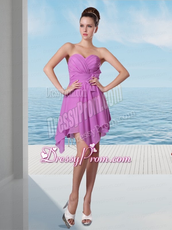 Chiffon Sweetheart Lavender Empire Asymmetrical Prom Dress