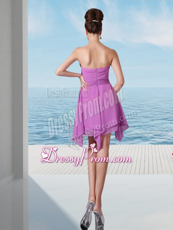 Chiffon Sweetheart Lavender Empire Asymmetrical Prom Dress