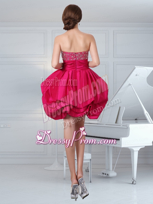 Hot Sale A Line Hot Pink Strapless Prom Dress with Beading