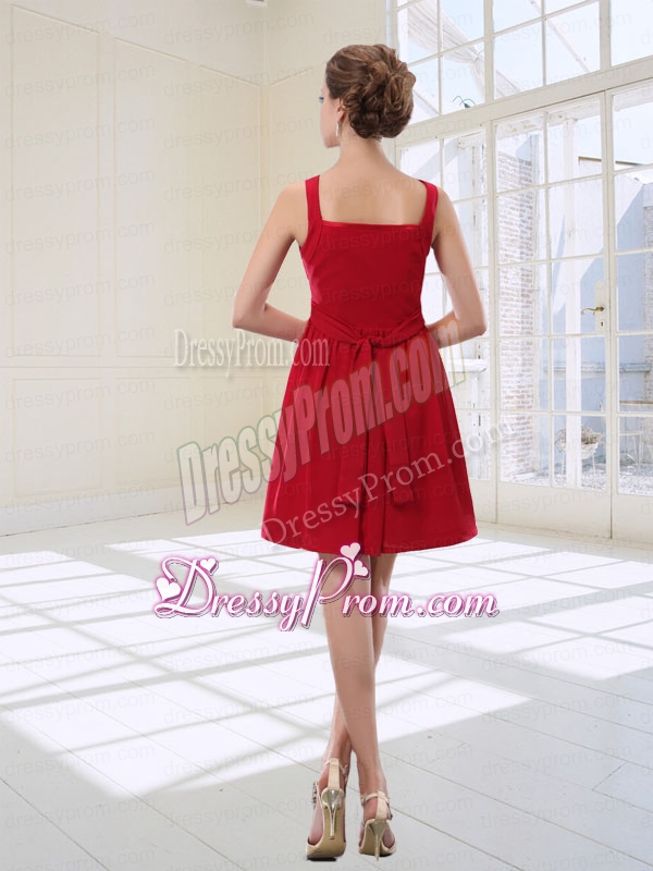 Simple Sequined Empire Straps Mini Length Prom Dresses in Red
