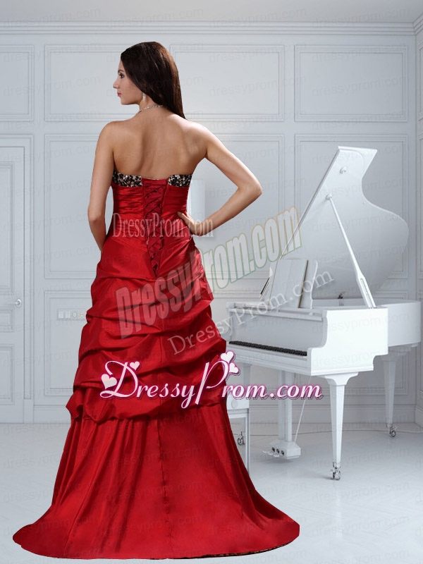 2015 Beautiful Column Strapless Beading Prom Dress in Red