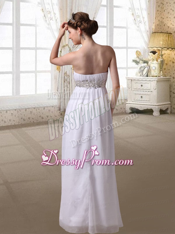 Cheap Empire Floor Length Ruching Chiffon Prom Dress with Strapless