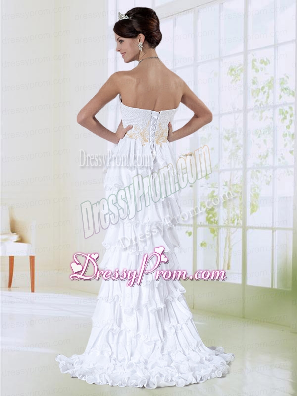 Elegant Column Sweetheart High Low White Beading Prom Dress