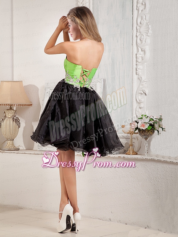 2015 Black and Spring Green A Line Beaded Exquisite Prom Dress