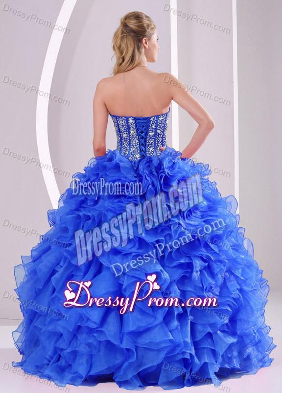 Royal Blue Sweetheart Ruffles and Beaded Decorate Quinceanera Dresses On Sale