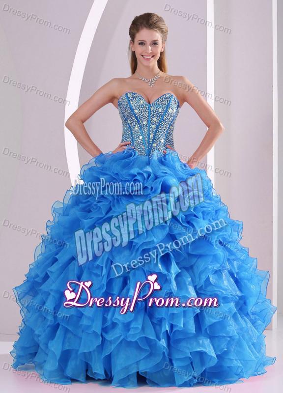 Ruffles and Beaded Decorate Sweetheart Long Quinceanera Dresses with Lace Up