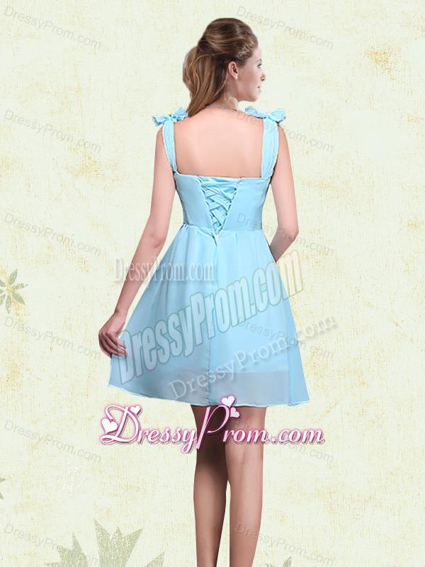 A Line Straps Dama Dresses with Ruching and Bowknot