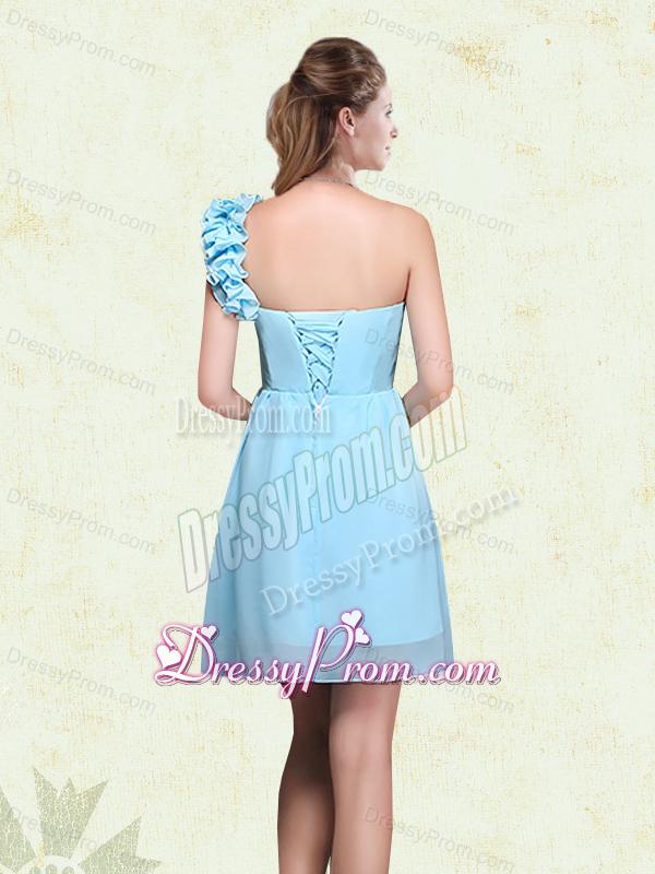 Ruching and Ruffles One Shoulder Chiffon Dama Dresses