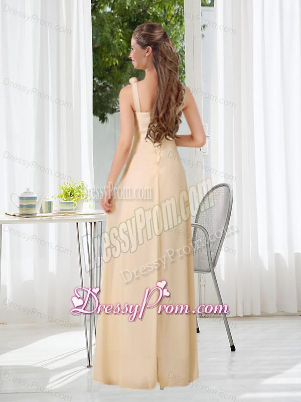 2015 Modest V Neck Empire Ruching Dama Dress