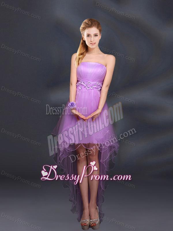 Appliques and Ruffles A Line Strapless Dama Dresses