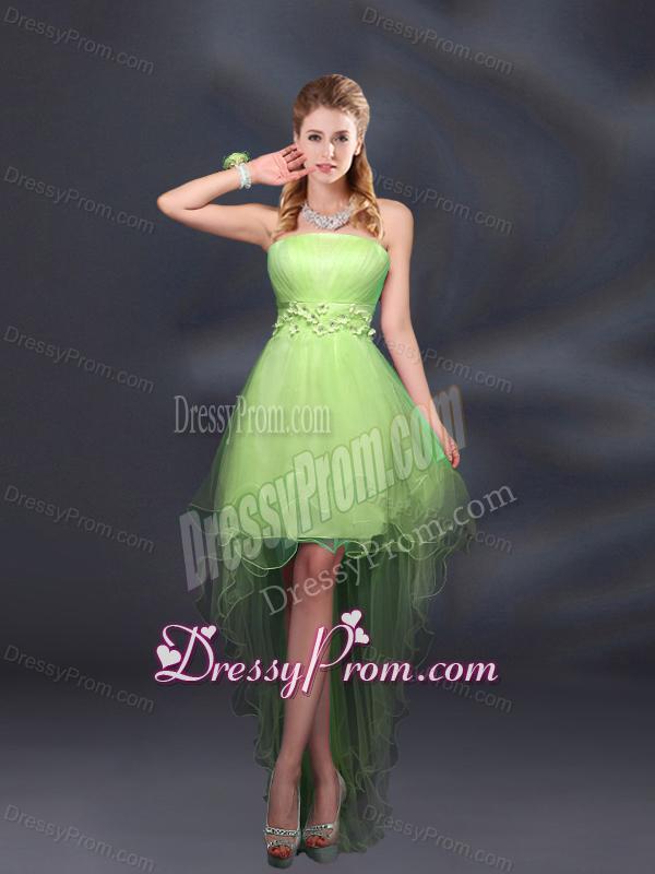 Appliques and Ruffles A Line Strapless Dama Dresses