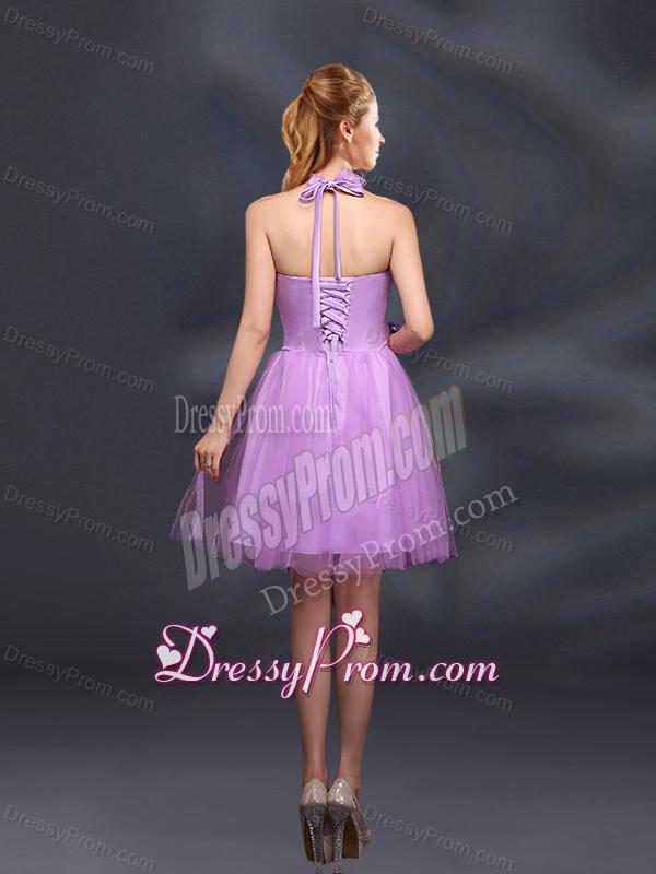 Beautiful Lilac A Line Appliques Dama Dresses with Halter