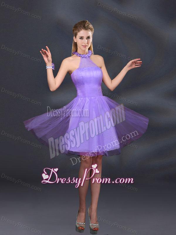 Beautiful Lilac A Line Appliques Dama Dresses with Halter