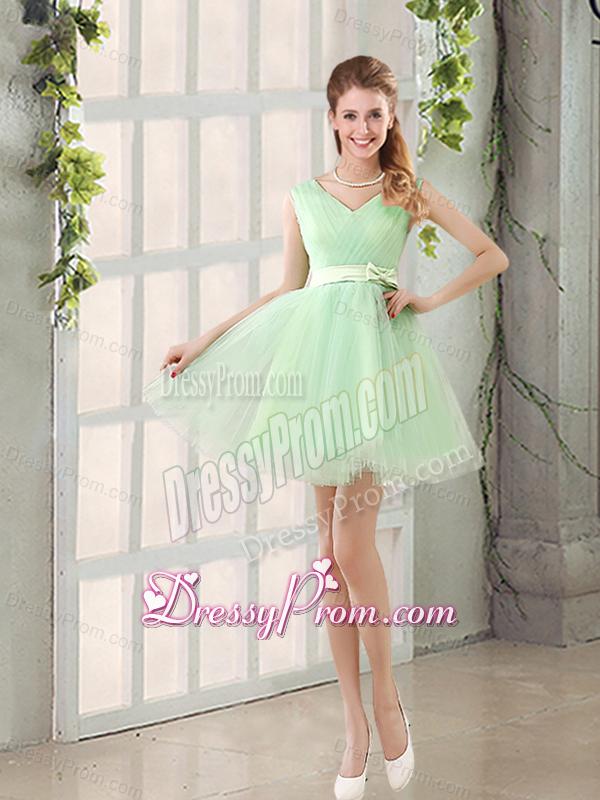 2015 Natural Organza A Line Belt Dama Dress