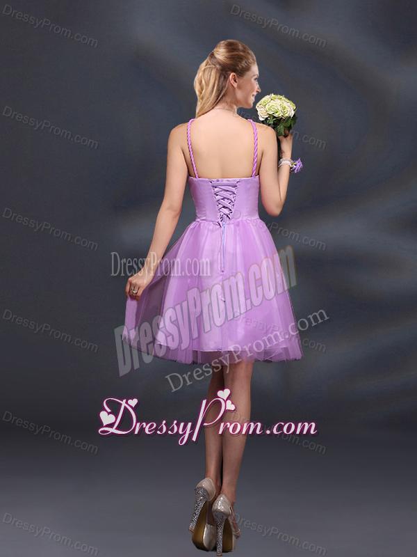 Pretty Halter A Line Dama Dresses with Hand Made Flowers