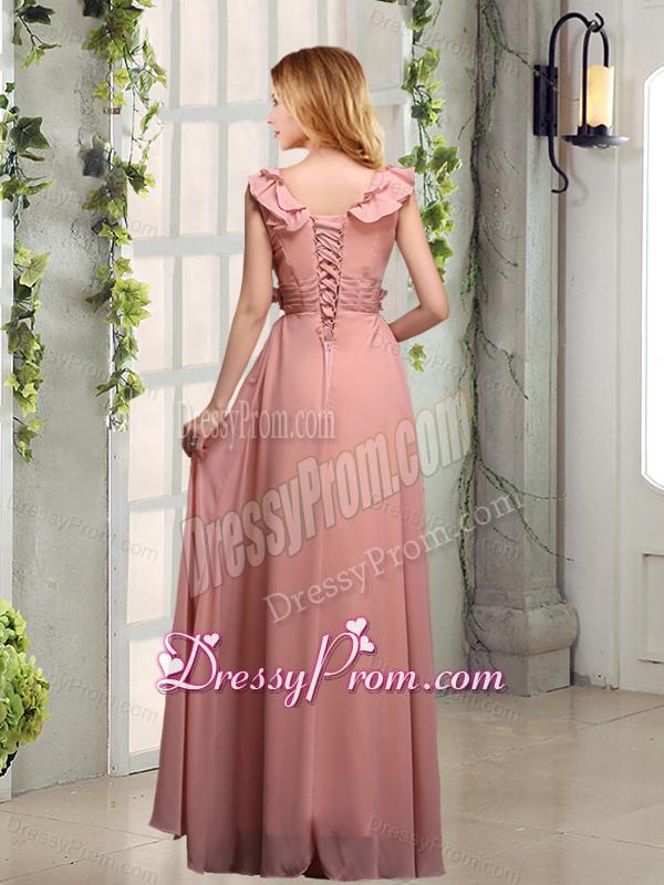 V Neck Empire Appliques Dama Dresses with Floor Length