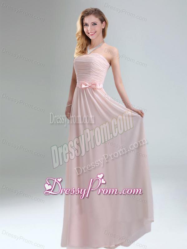 2015 Most Popular Light Pink Empire Dama Dress with Bowknot belt