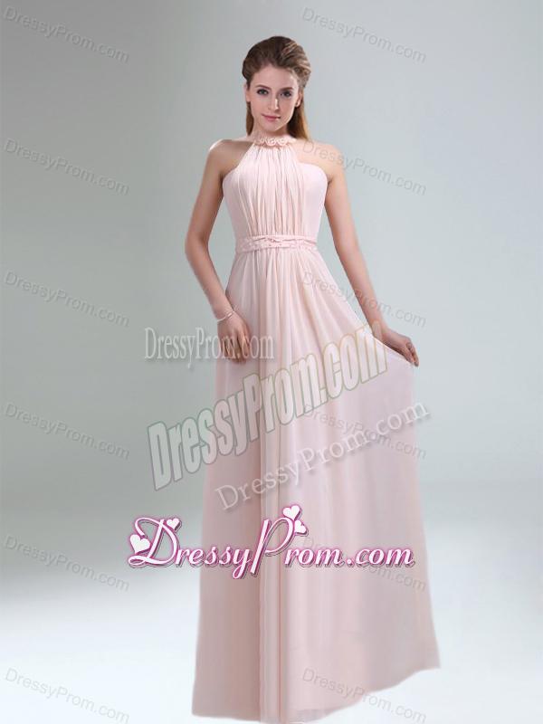 Most Beautiful Chiffon Light Pink Empire Dama Dress with Ruching