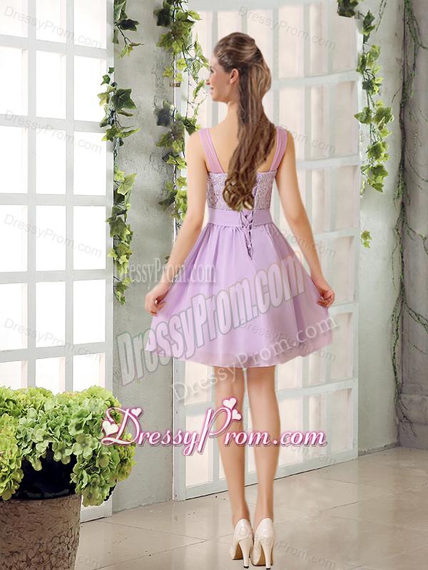 Perfect Dama Dress Ruching with Hand Made Flower in Lilac