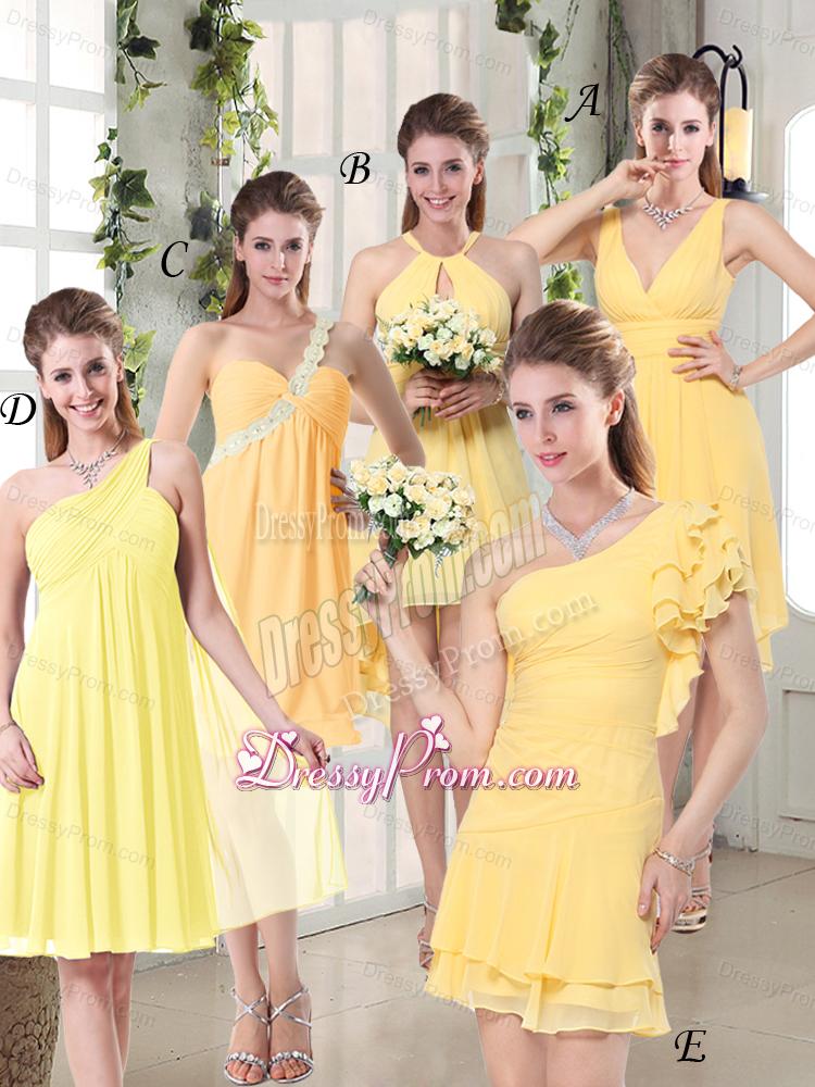 Charming V-neck Yellow Dama Dress Mini Length for Spring