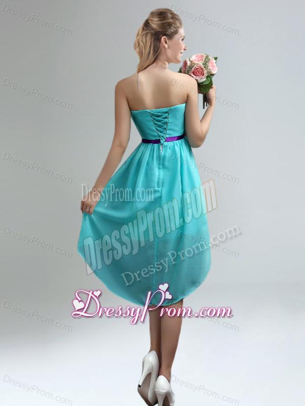 Classical Blue And Purple Sweetheart Dama Dresses with Ruches