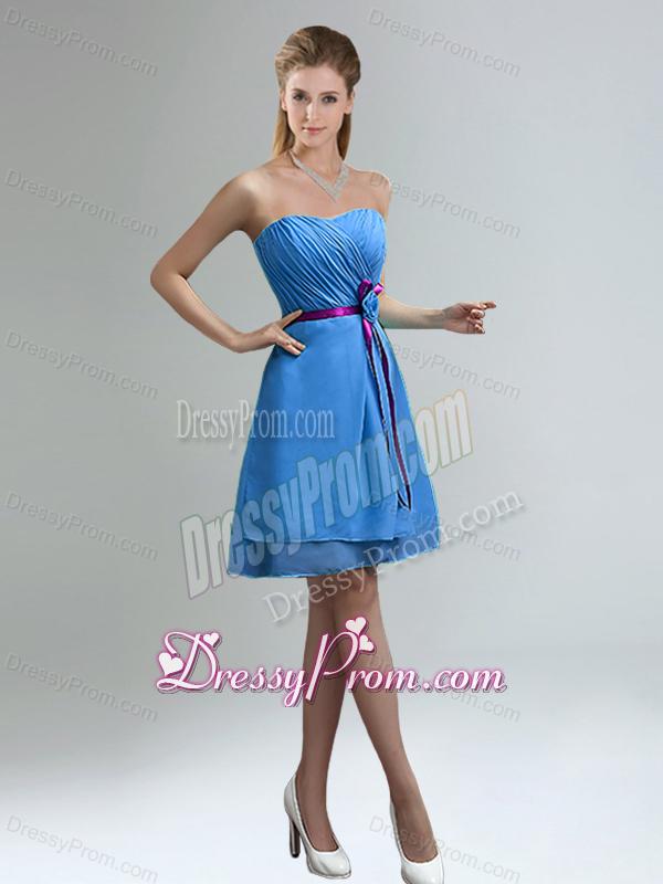 Classical Blue And Purple Sweetheart Dama Dresses with Ruches