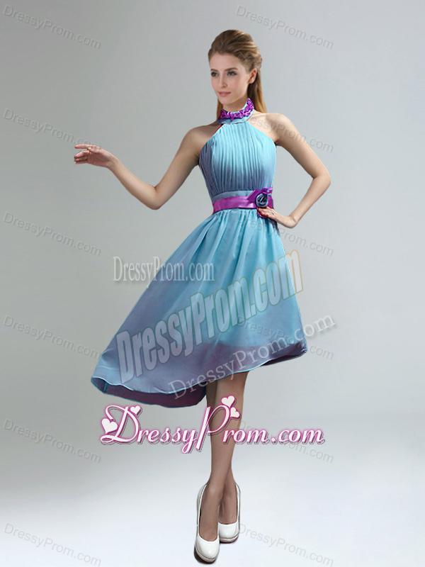 New Fashion High Neck Asymmetrical Multi-color Dama Dress