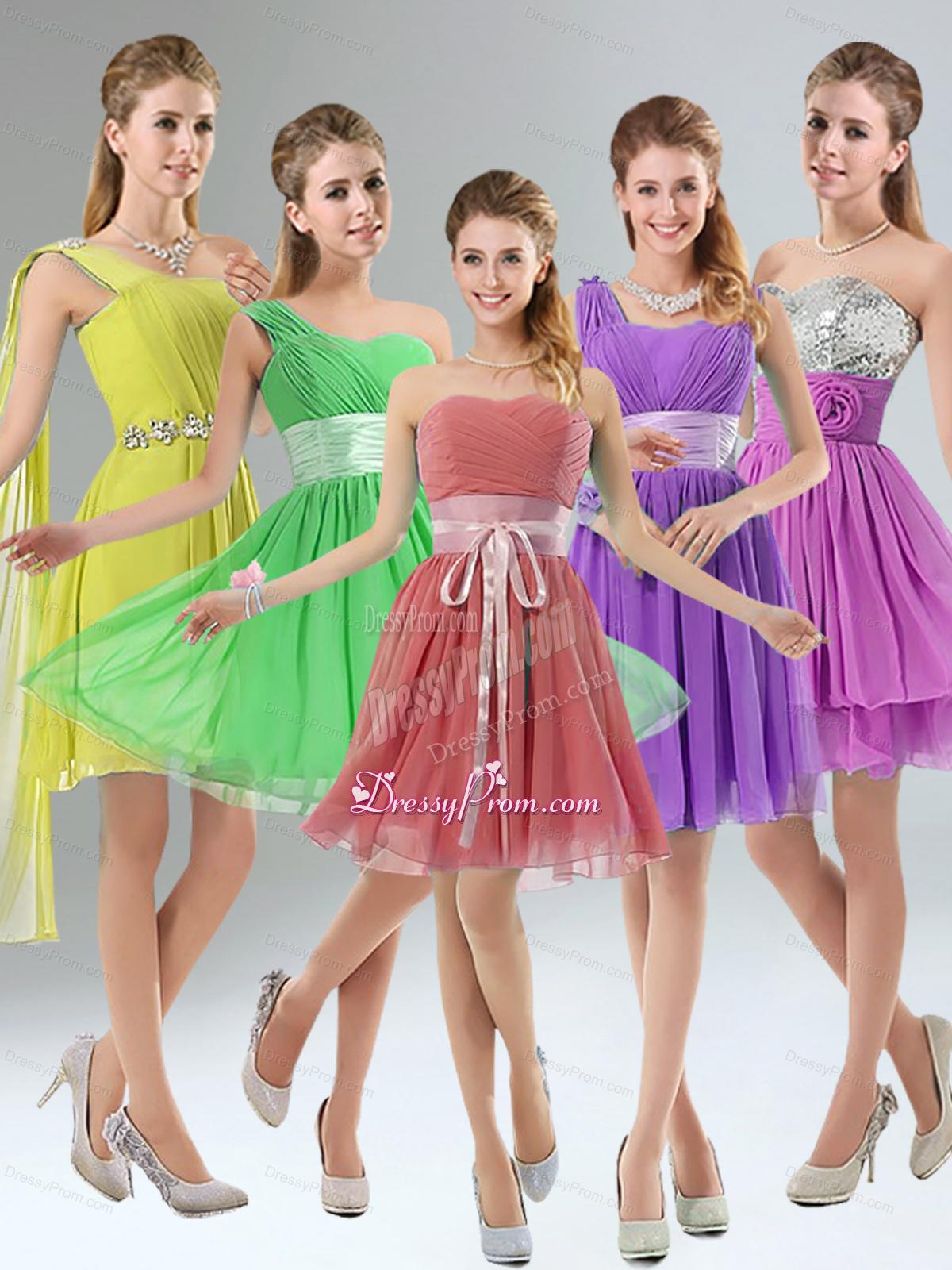 2015 A Line Ruching Lace Up Dama Dress in Aqua Blue