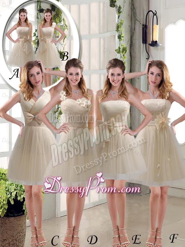 Handmade Flower Strapless Lace Dama Dress with Mini Length