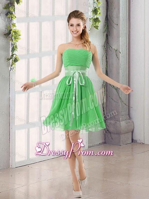 Perfect Belt Ruching Sweetheart A Line Dama Dress for 2015