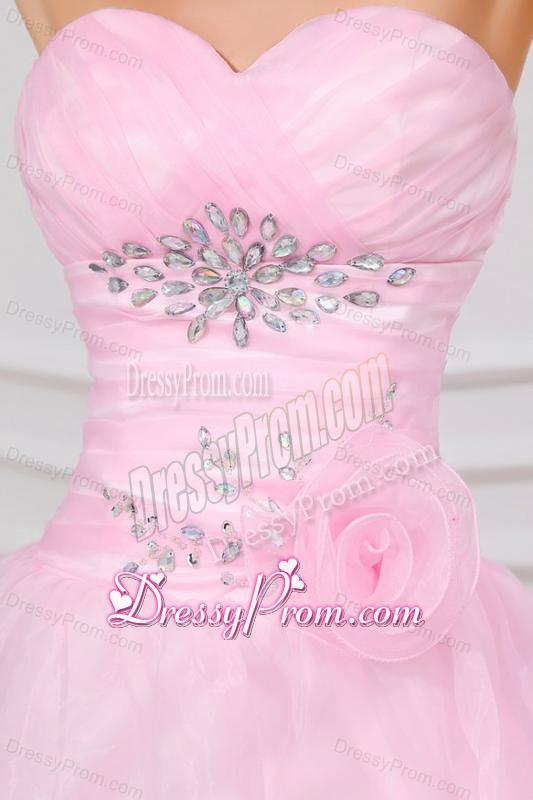 Beading and Ruffles Layered Sweetheart Quinceanera Dress in Baby Pink
