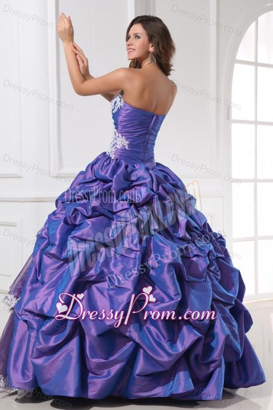 Purple Sweetheart Appliques and Pick-ups Quinceanera Dress for 2014
