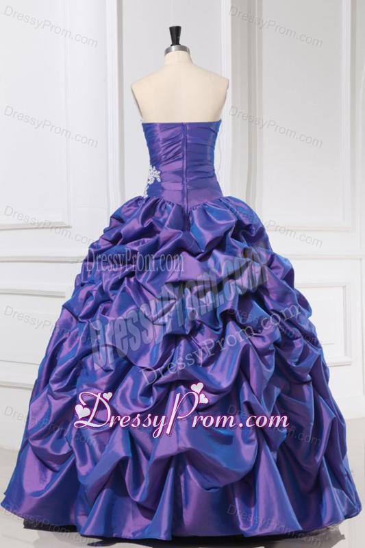 Purple Sweetheart Appliques and Pick-ups Quinceanera Dress for 2014