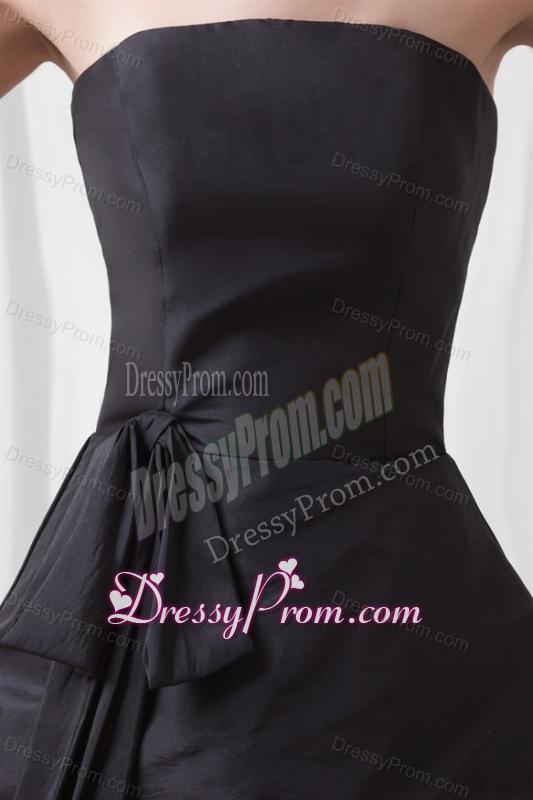 Strapless A-line Black Taffeta Ruche Decorate Quinceanera Dress