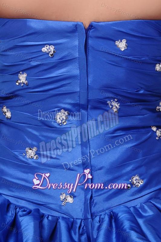Strapless Beading and Pick-ups Taffeta Quinceanera Dress in Blue
