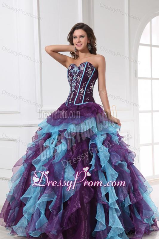 Sweetheart Beading and Appliques Multi-color Quinceanera Dress