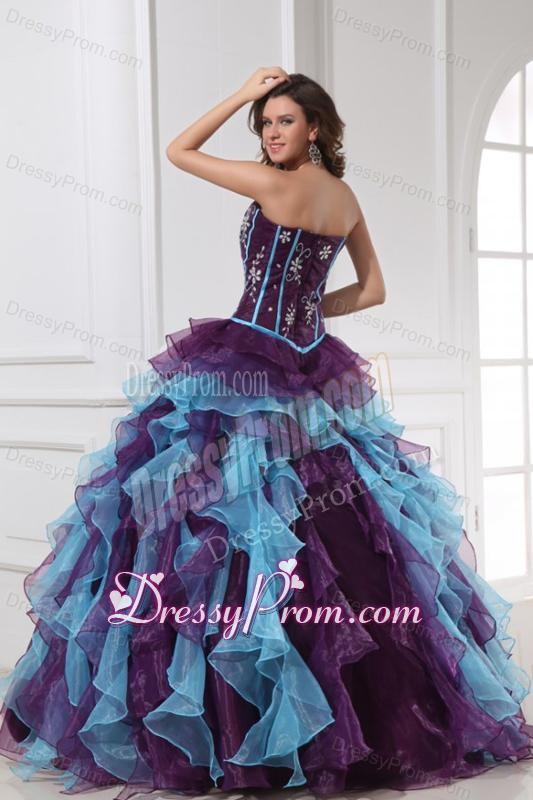 Sweetheart Beading and Appliques Multi-color Quinceanera Dress
