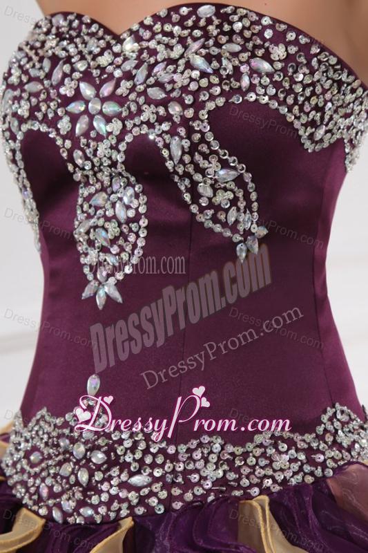 Sweetheart Beading and Ruffles Organza Multi-color Quinceanera Dress