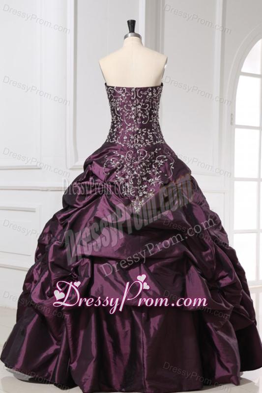 Dark Purple Sweetheart Appliques with Beading Quinceanera Dress